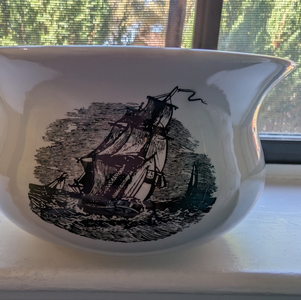 Portmeirionion Pottery "Sailing Ships" Stoke On Trent Vintage Handled Bowl - Picture 6 of 9